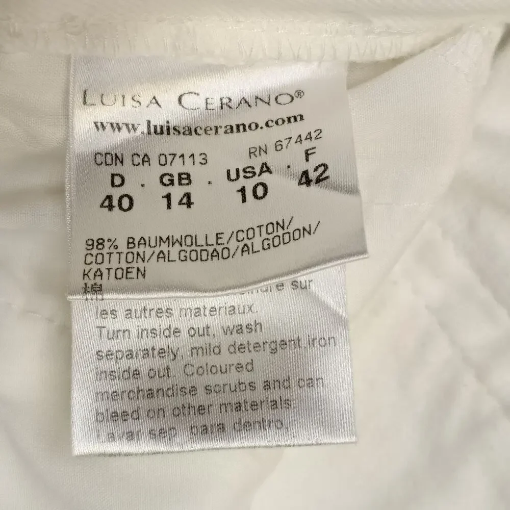 Luisa Cerano White Crop Capri Jeans Designer Women's Size 10 EU 40 Luxury 30x29